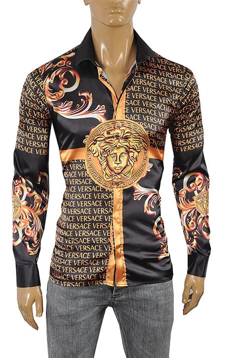 men black and gold versace shirt|gold versace shirts for men.